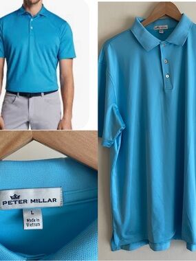 Peter Millar Solid Stretch Jersey Performance Polo Shirt‎ Grotto Blue